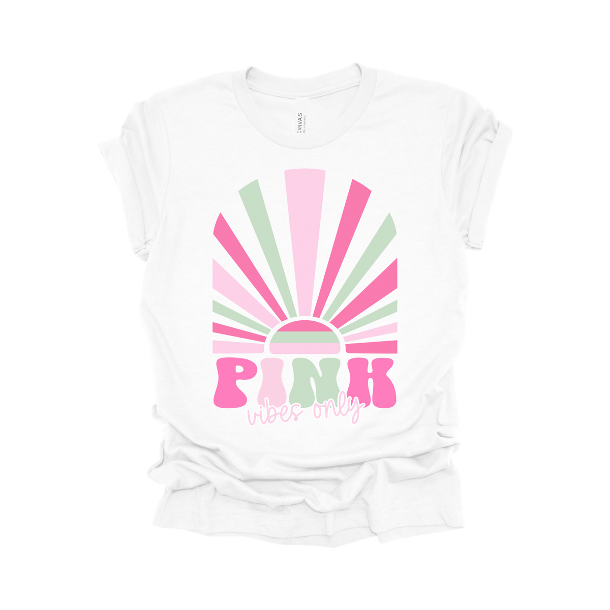 Pink Vibes Only – Pink Out Design Breast Cancer Awareness T-Shirt
