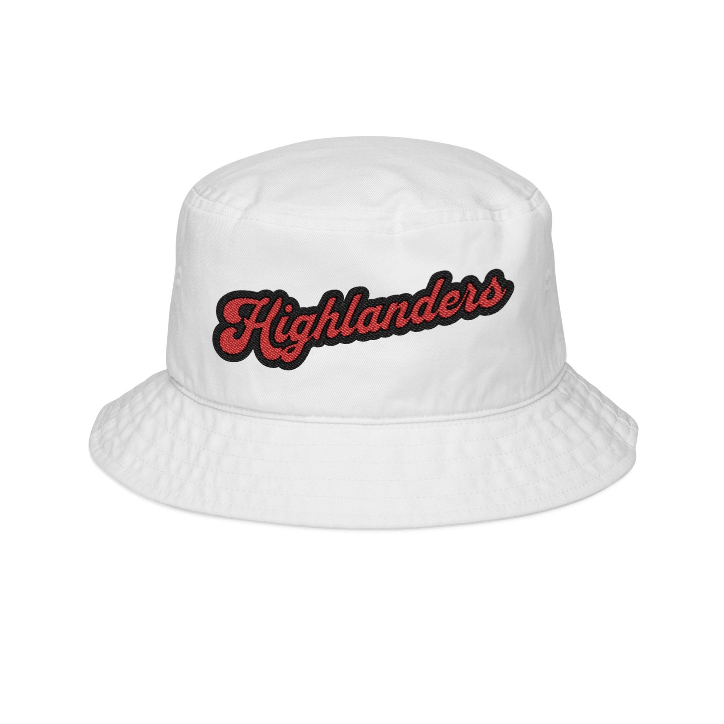 The Highlanders Embroidered Bucket Hat in Red