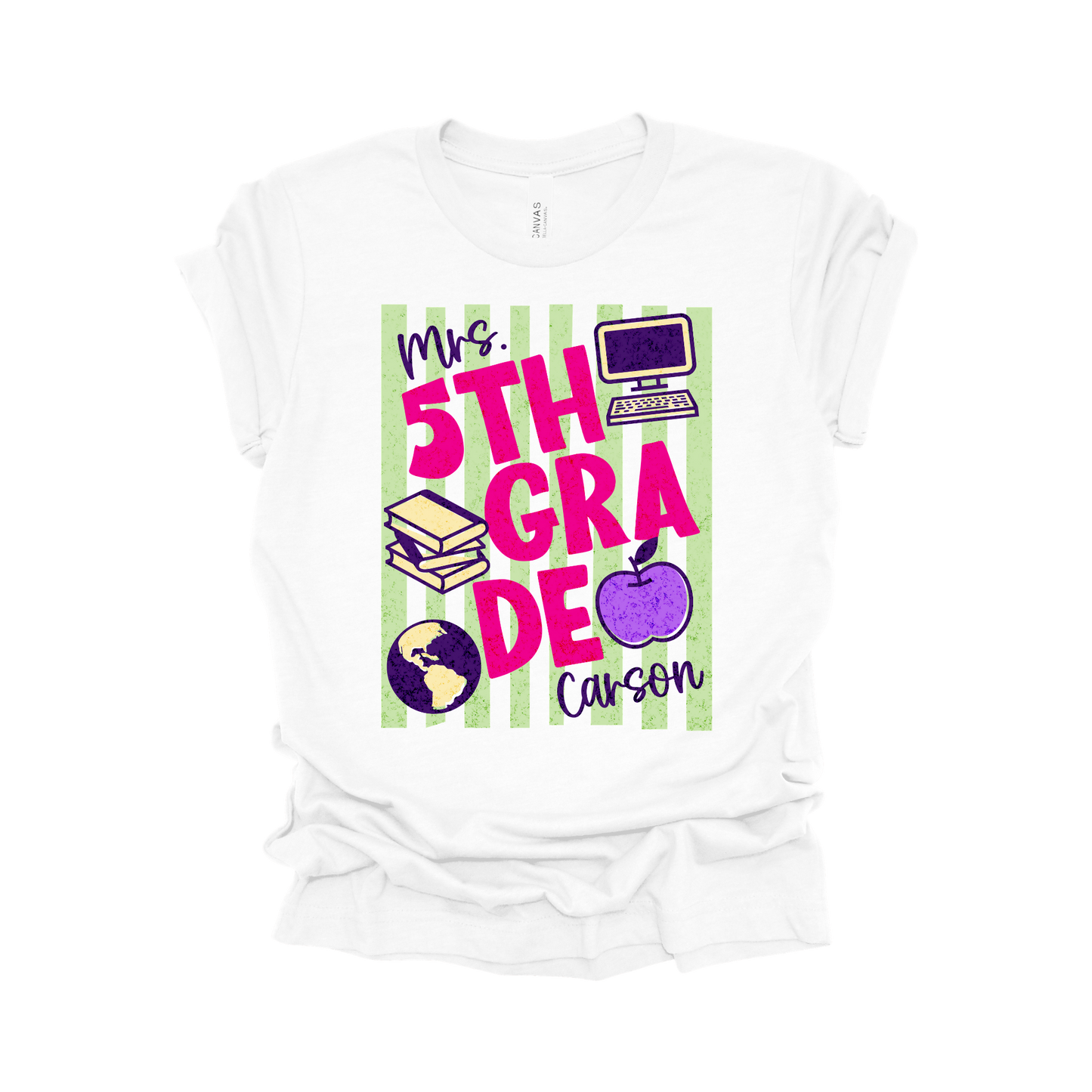 Personalized 5th Grade Teacher Name Shirt | Vertical Stripe Collection