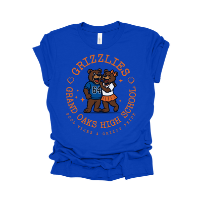 Grand Oaks Grizzlies Good Vibes & Grizzly Pride Retro Mascot T-Shirt
