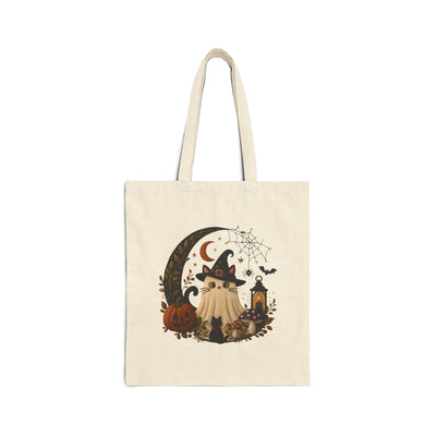Witchy Cat Ghost Halloween Tote Bag