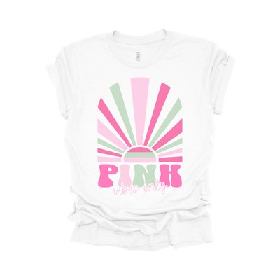 Pink Vibes Only – Pink Out Design Breast Cancer Awareness T-Shirt