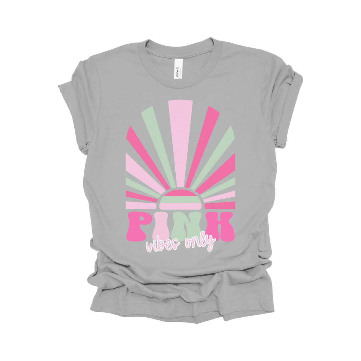 Pink Vibes Only – Pink Out Design Breast Cancer Awareness T-Shirt