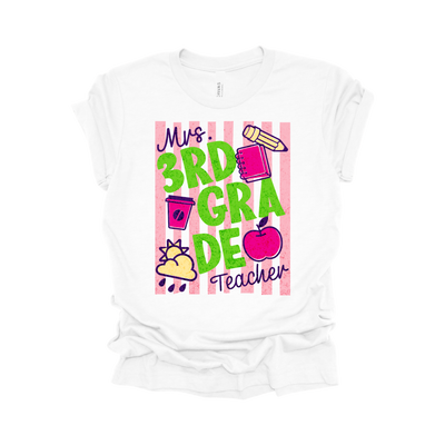 Personalized 3rd Grade Teacher Name Shirt | Vertical Stripe Collection