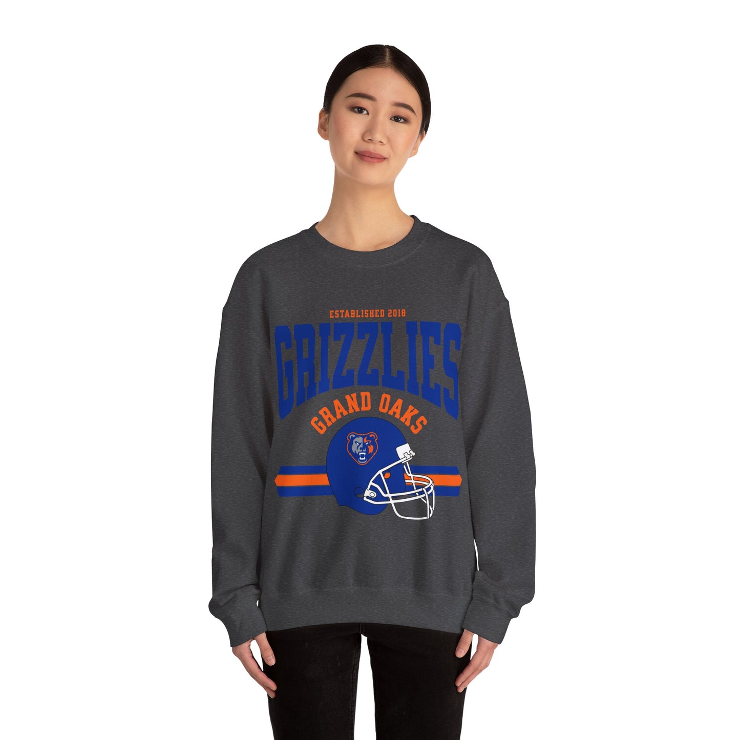 Grand Oaks High School Vintage Football Sweatshirt | Grizzly Spirit Wear | Retro Game Day Pullover