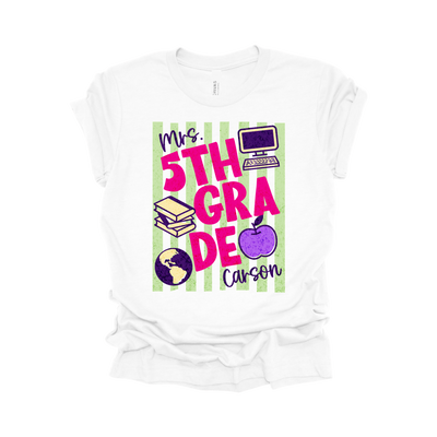 Personalized 5th Grade Teacher Name Shirt | Vertical Stripe Collection