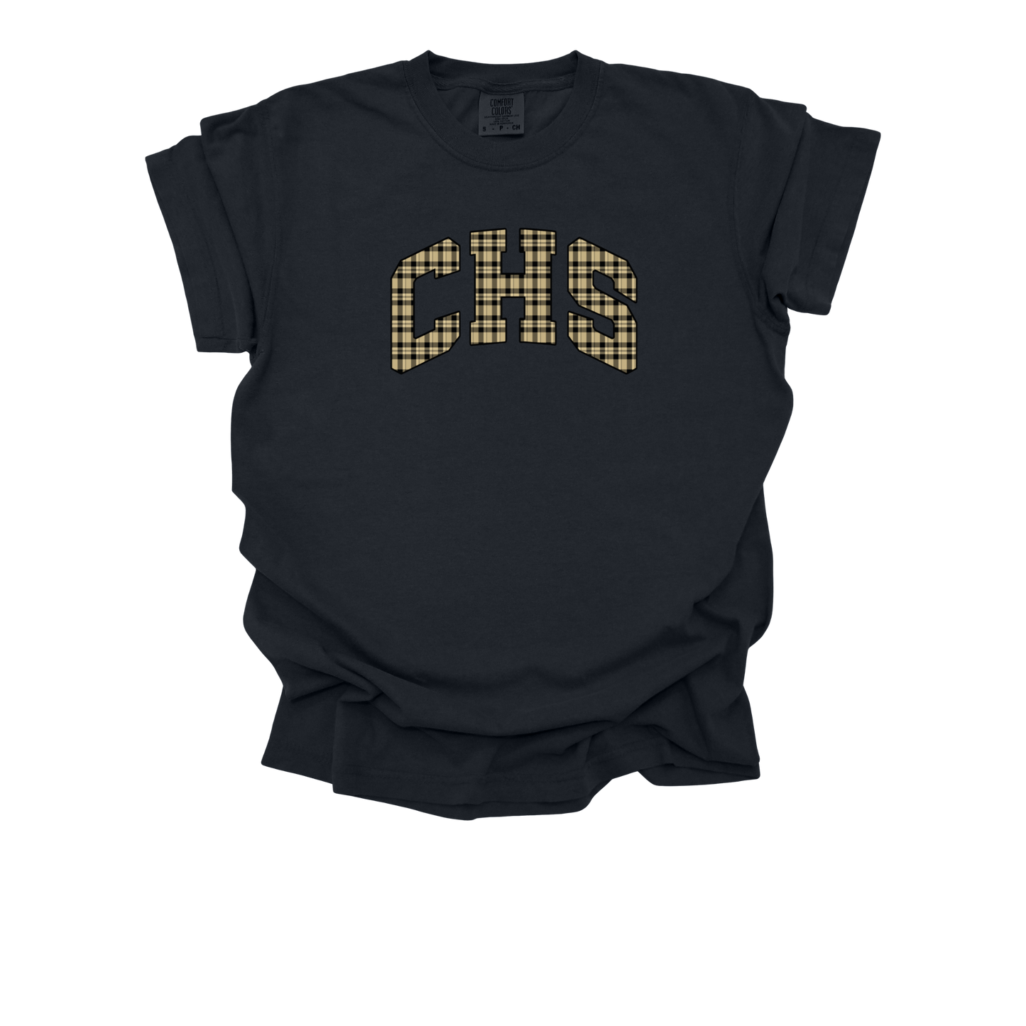 CHS Black and Gold Plaid Conroe High School T-Shirt