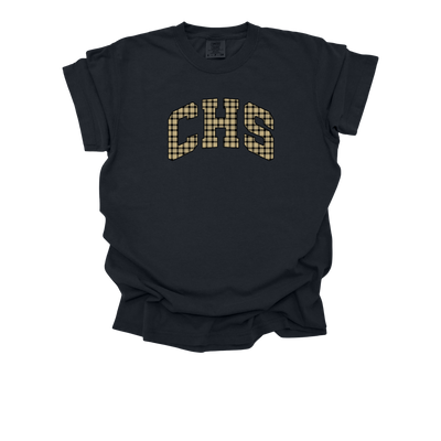 CHS Black and Gold Plaid Conroe High School T-Shirt