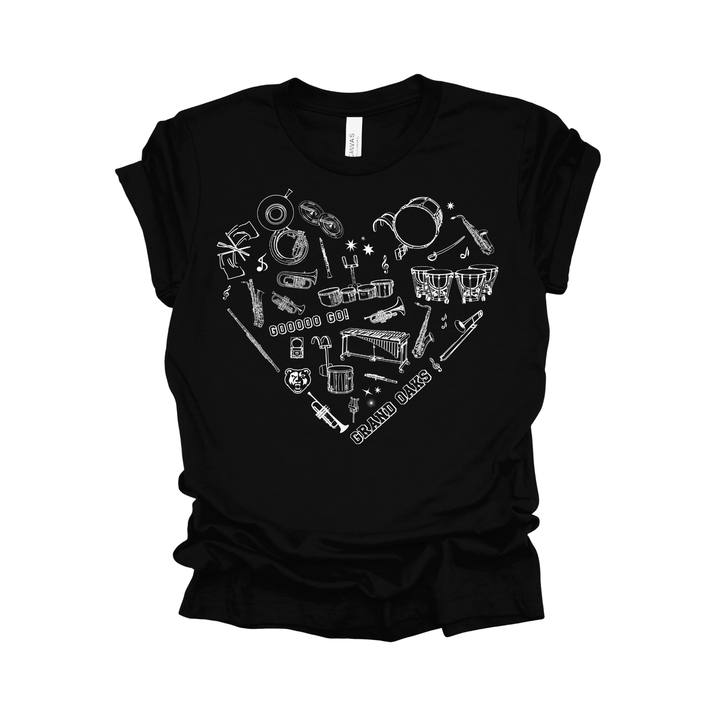 Grand Oaks Marching Band Heart Shirt – I Love Grand Oaks Band Tee