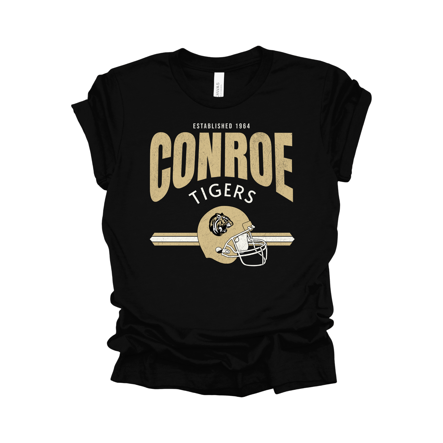 Conroe High School Vintage Football T-Shirt | Tiger Spirit Wear | Retro Game Day Tee