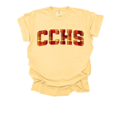 CCHS Tartan Lettering Caney Creek High School T-Shirt