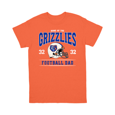 Grand Oaks Grizzlies Football Dad Personalized T-Shirt | Custom Player Name & Number