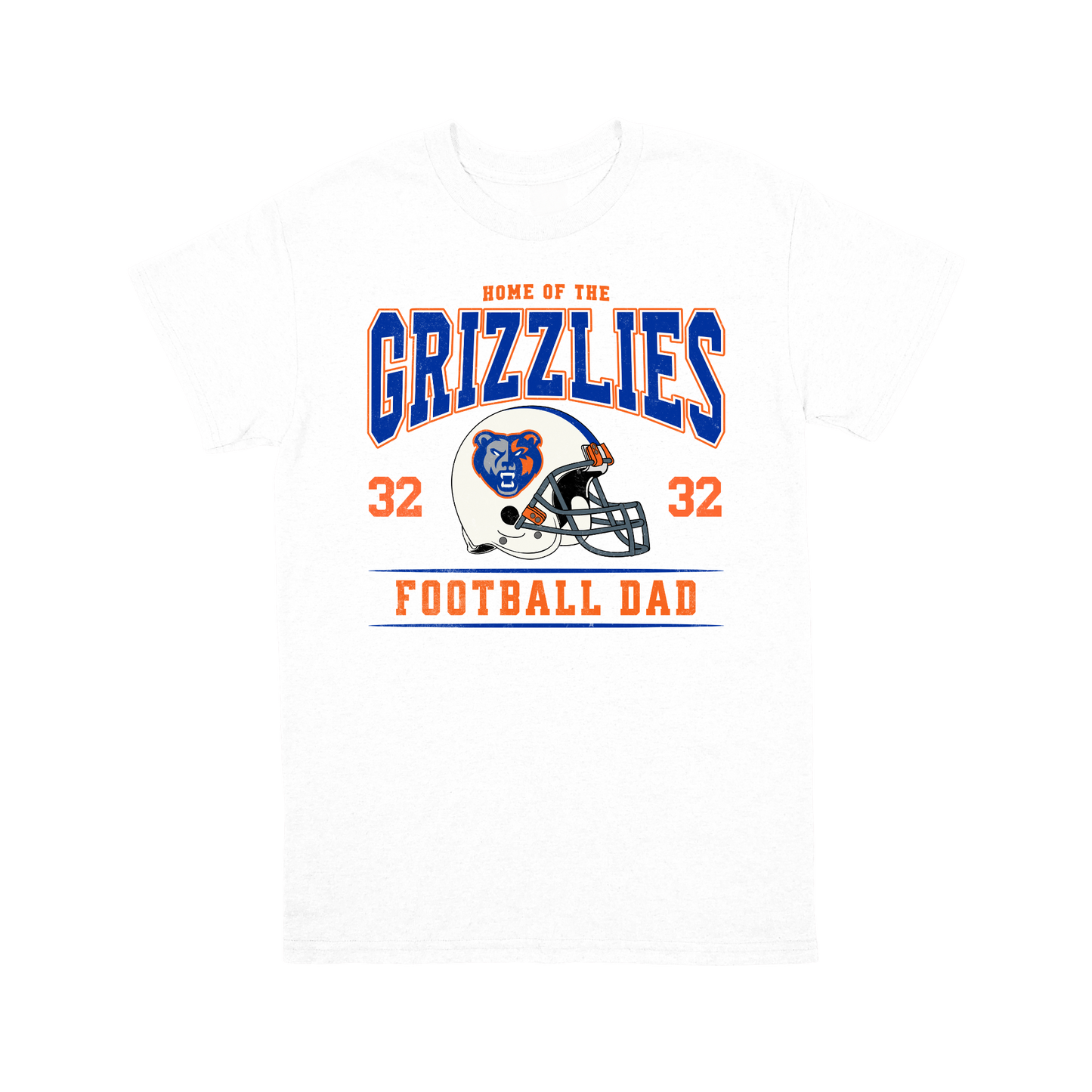 Grand Oaks Grizzlies Football Dad Personalized T-Shirt | Custom Player Name & Number