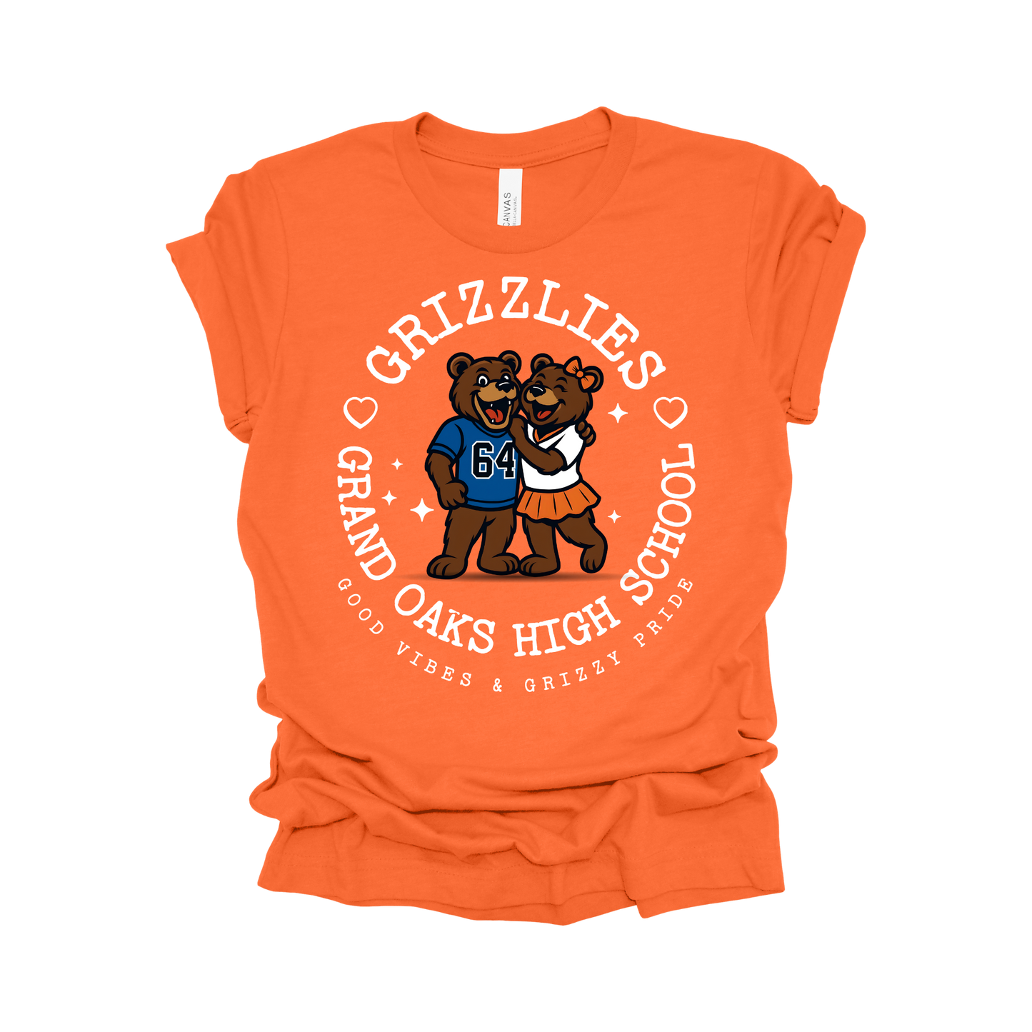 Grand Oaks Grizzlies Good Vibes & Grizzly Pride Retro Mascot T-Shirt