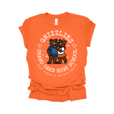 Grand Oaks Grizzlies Good Vibes & Grizzly Pride Retro Mascot T-Shirt