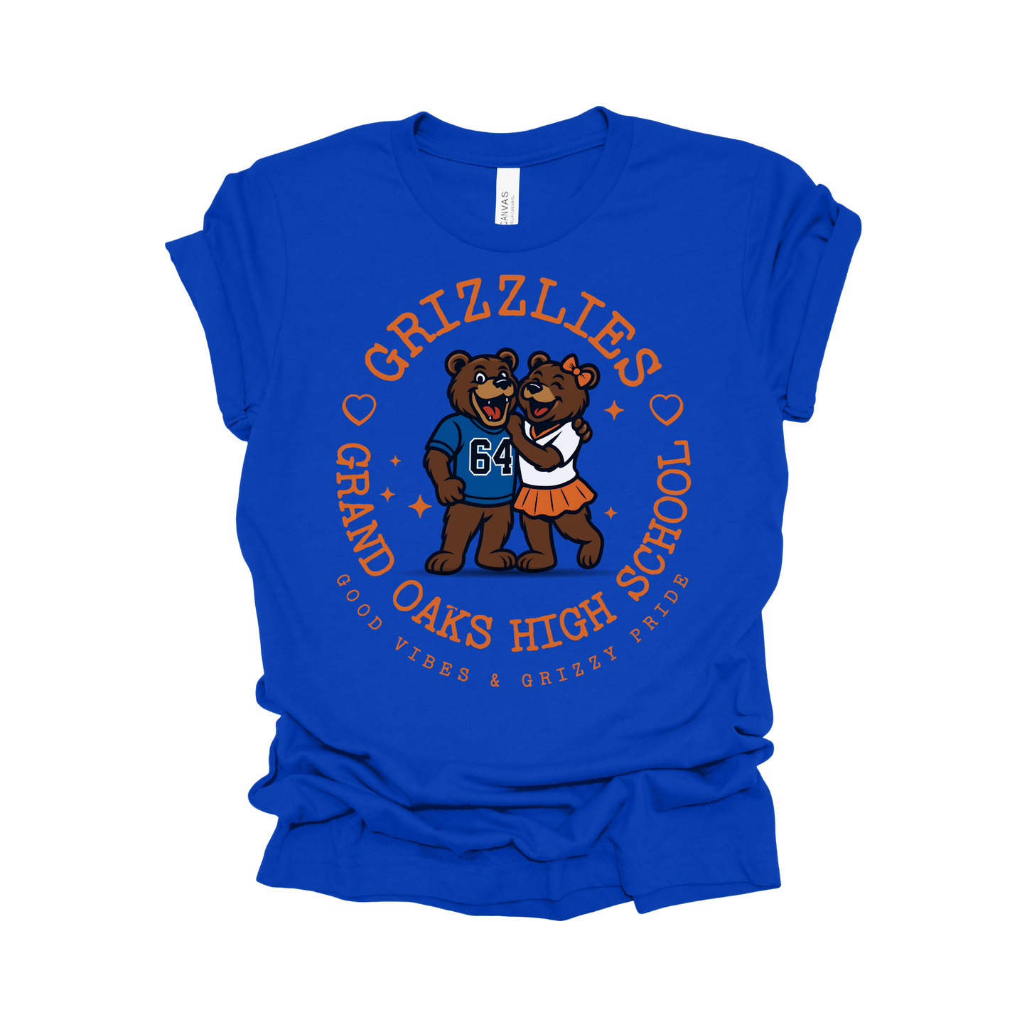 Grand Oaks Grizzlies Good Vibes & Grizzly Pride Retro Mascot T-Shirt