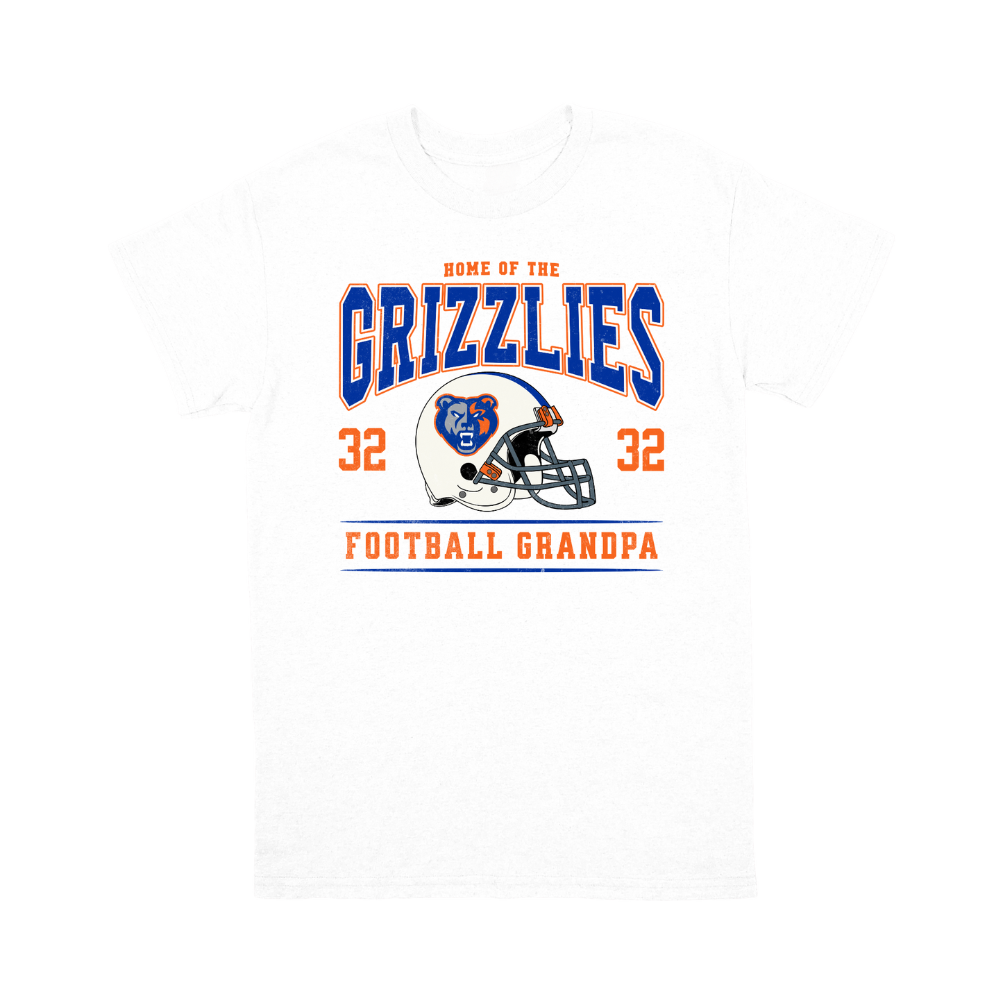 Grand Oaks Grizzlies Football Grandpa Personalized T-Shirt | Custom Player Name & Number