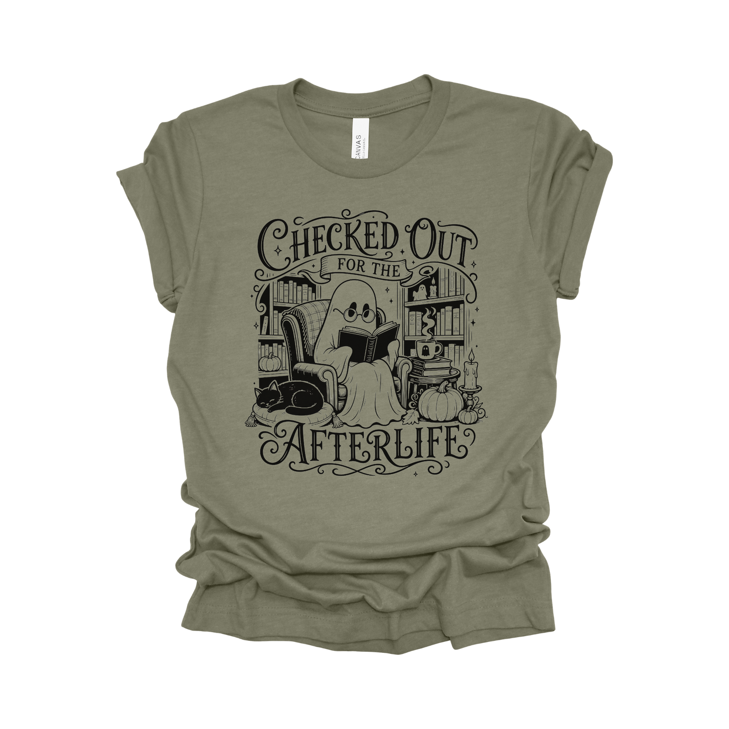 Checked Out for the Afterlife Halloween Librarian T-Shirt