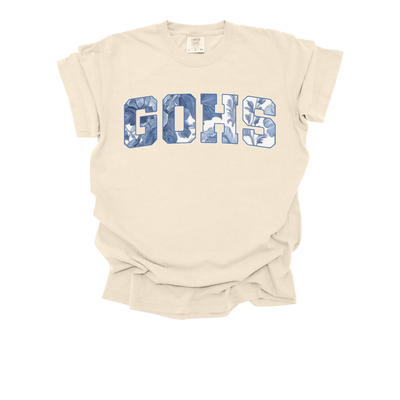Floral Text GOHS T-Shirt | Spirit Wear | Floral Pattern Lettering
