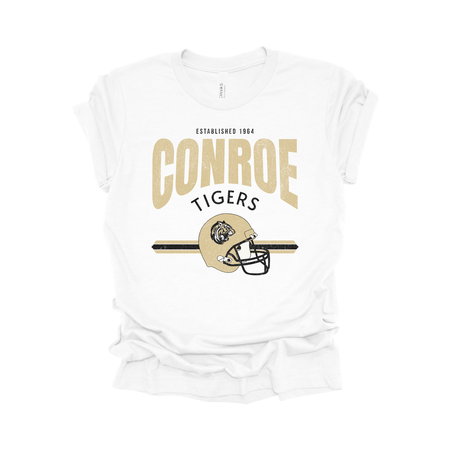 Conroe High School Vintage Football T-Shirt | Tiger Spirit Wear | Retro Game Day Tee