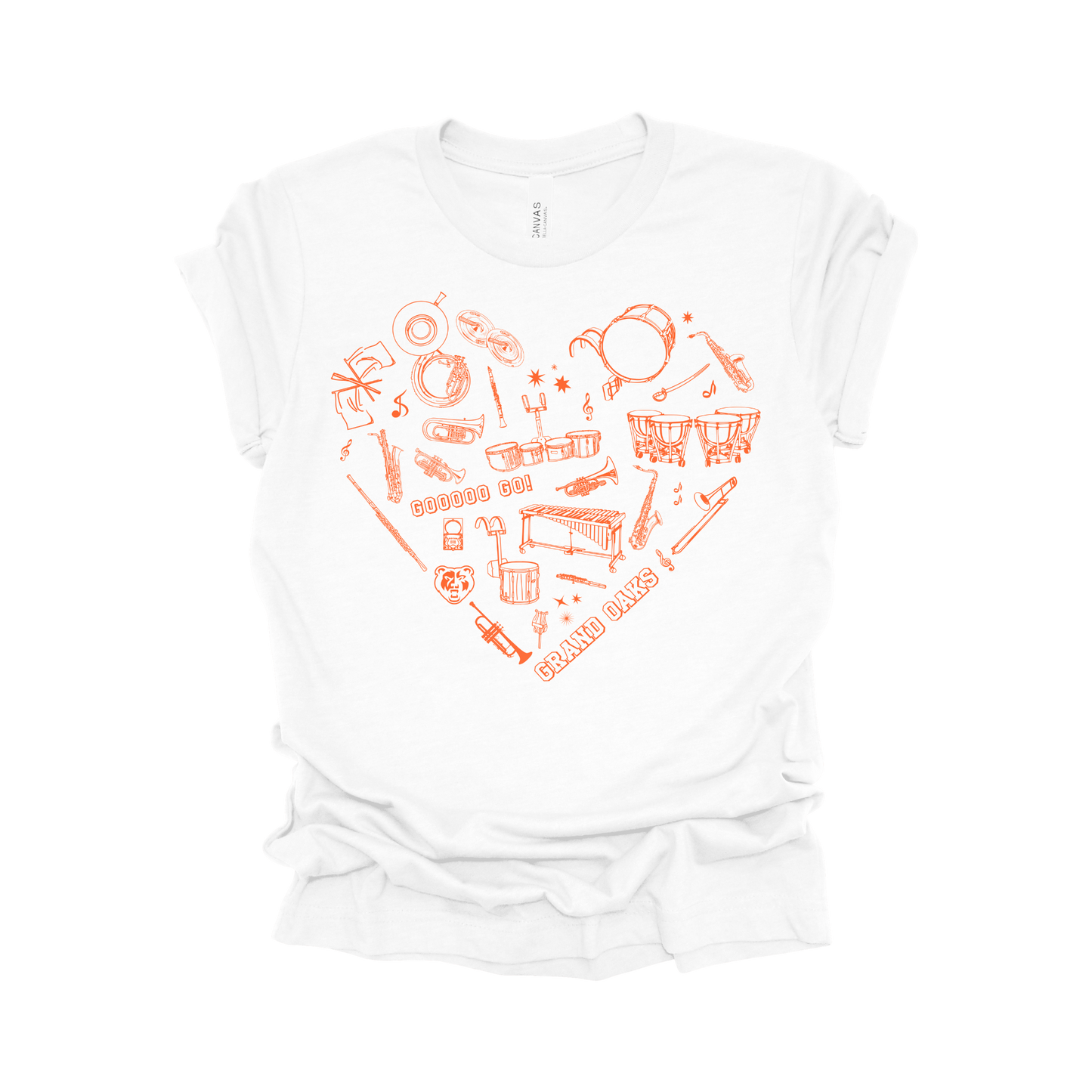 Grand Oaks Marching Band Heart Shirt – I Love Grand Oaks Band Tee