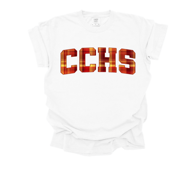 CCHS Tartan Lettering Caney Creek High School T-Shirt
