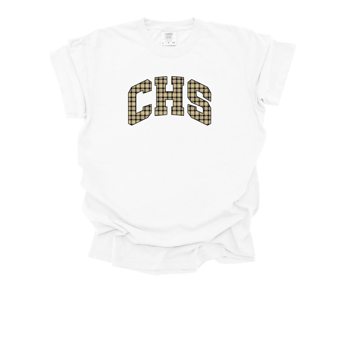 CHS Black and Gold Plaid Conroe High School T-Shirt